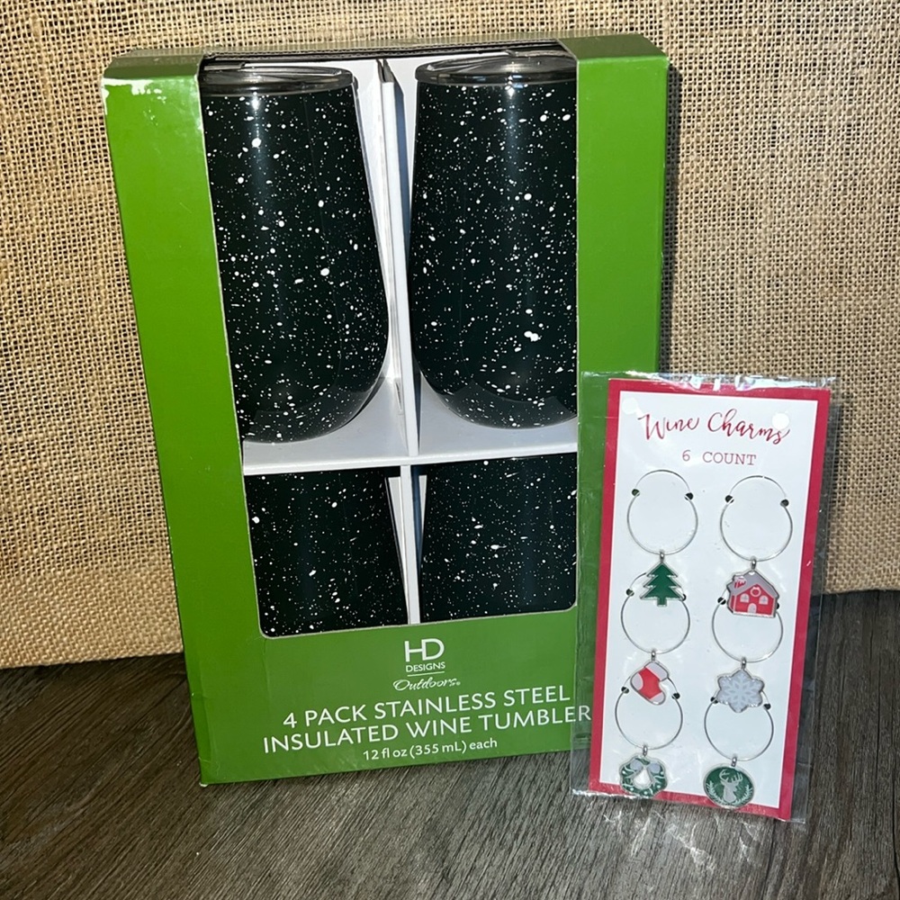 NWT HD Designs Insulated Wine Tumblers set of 4 and FREE GIFT